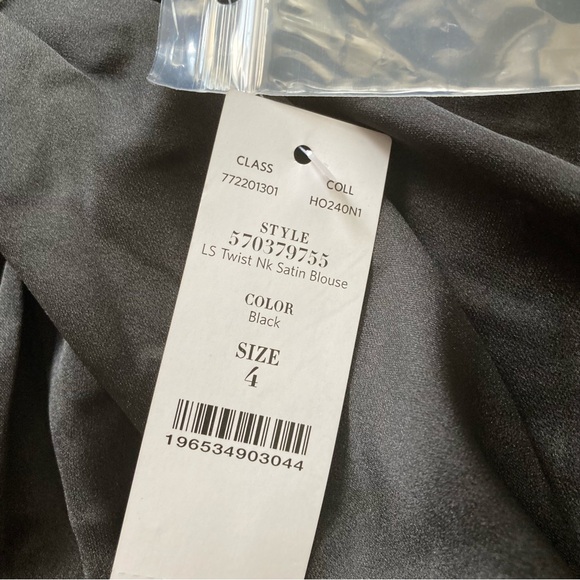 NEW White House Black Market Long Sleeve Twist Neck Satin Blouse Size 4 NWT - Picture 8 of 15